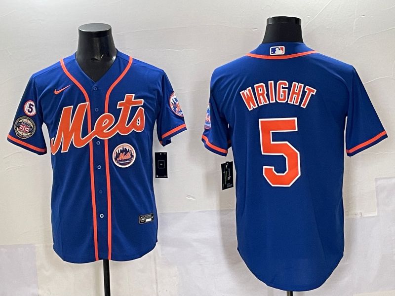 Men 2025 New York Mets #5 Wright Blue Game Nike MLB Jersey style 012->new york mets->MLB Jersey